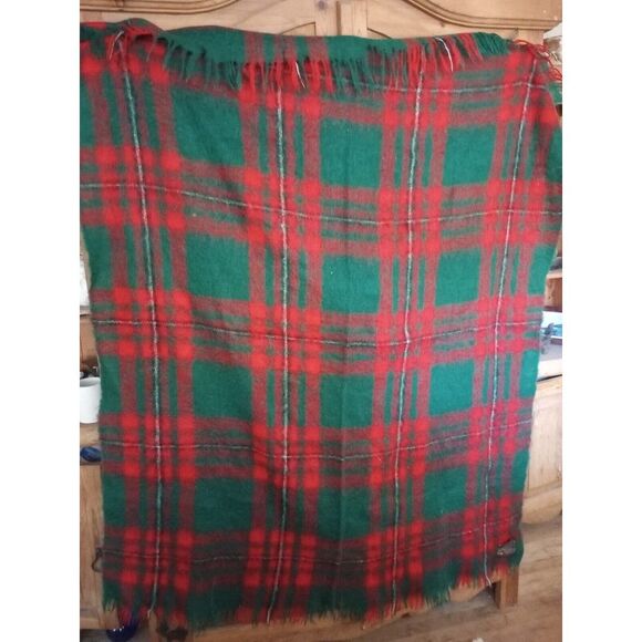 Vintage Heather Brae Mohair Scotland Throw Blanket Red 52" X 62" Christmas Wool - Picture 3 of 7